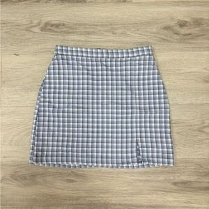 Blue Mini zip up Checkered Skirt